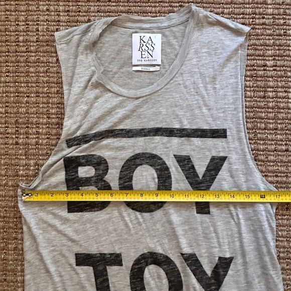 Zoe Karssen "Boy Toy" Tank Top | Graphic Tee | Gray Viscose Muscle Shirt S - Picture 5 of 7